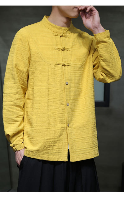Camisa Retro Tang Chino - Algodón y Lino con Cierre Tradicional para Hombre - Image 26