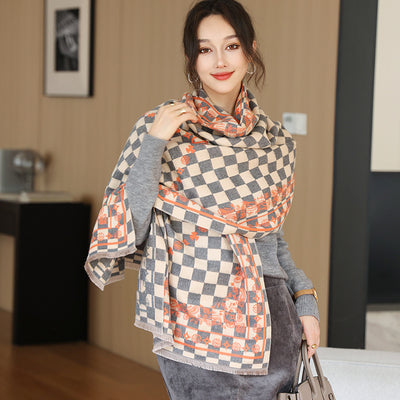 Bufanda de Cachemira Elegante Estilo Nacional Reversible Jacquard Doble Cara - Image 2