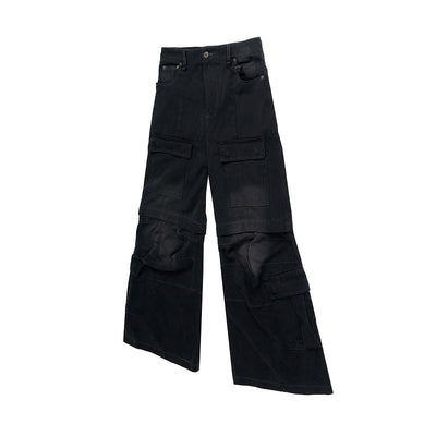 Overol Denim Vintage Desgastado con Bolsillos Múltiples y Doble Uso - Image 36