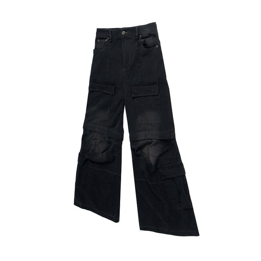 Overol Denim Vintage Desgastado con Bolsillos Múltiples y Doble Uso - Image 36
