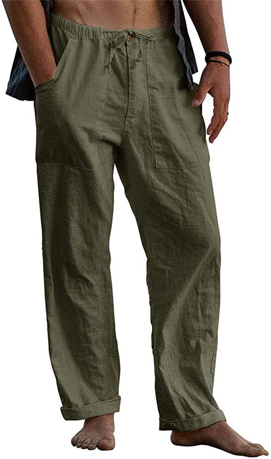 Pantalones de Lino Holgados con Cordón para Hombre - Image 15