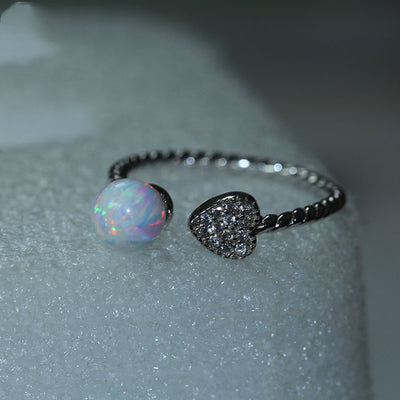 Anillo de Ópalo Blanco con Cuentas de 6mm - Diseño Colorido - Image 4