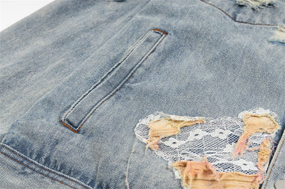 Chaqueta Denim con Costuras de Encaje y Detalles Rotos - Image 10