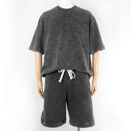 Conjunto de Camiseta y Shorts de Algodón Puro para Ejercicio y Casual
