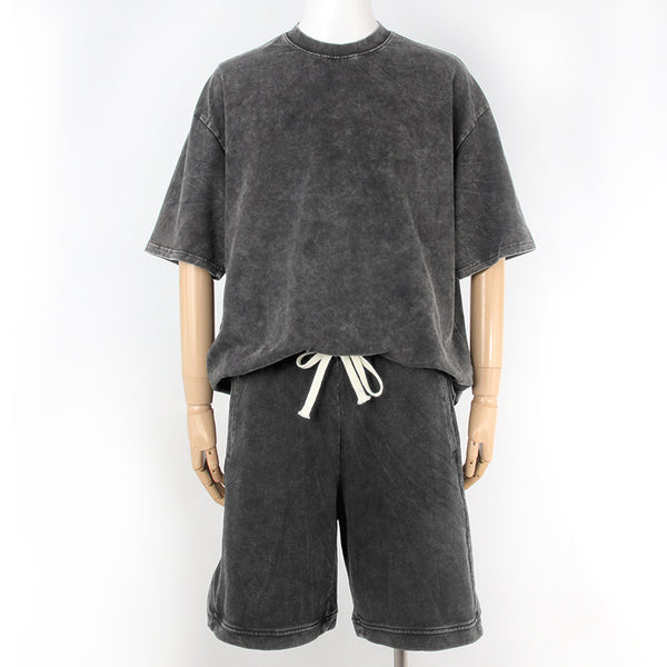 Conjunto de Camiseta y Shorts de Algodón Puro para Ejercicio y Casual