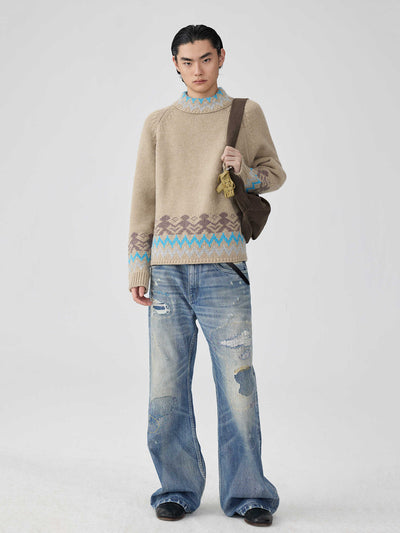 Jeans Acampanados Azul Lavado con Parches de Color - Image 5