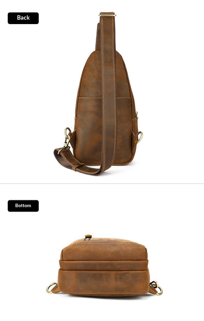 Bolsa de Pecho Ma Pi Cuero Genuino Vintage - Mochila Cruzada Estilo Commuter con Cierre de Candado - Image 14