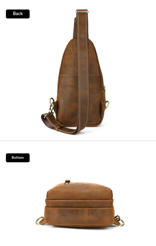 Bolsa de Pecho Ma Pi Cuero Genuino Vintage - Mochila Cruzada Estilo Commuter con Cierre de Candado - Image 14