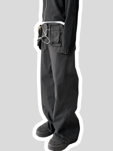 Pantalón Overol Ancho Deslavado con Bolsa Cintura Desmontable 2 en 1 - Image 15