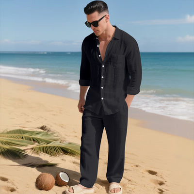 Conjunto de Camisa Suelta y Pantalón de Manga Larga para Playa - Image 6