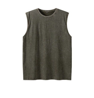 Camiseta sin mangas suelta desgastada estilo americano para hombre - Image 18