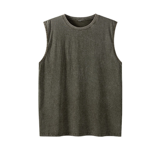 Camiseta sin mangas suelta desgastada estilo americano para hombre - Image 18