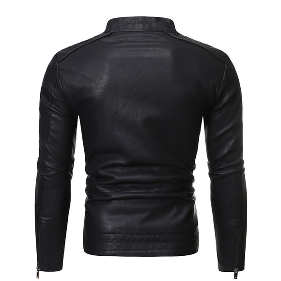 Chaqueta de Cuero para Motociclista Estilo Europeo y Americano