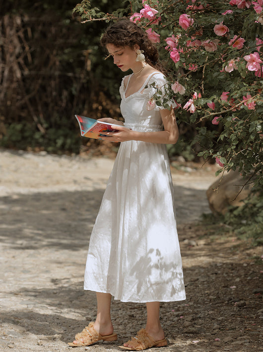 Vestido Falda Blanca con Bordado Floral Campánula - Image 9
