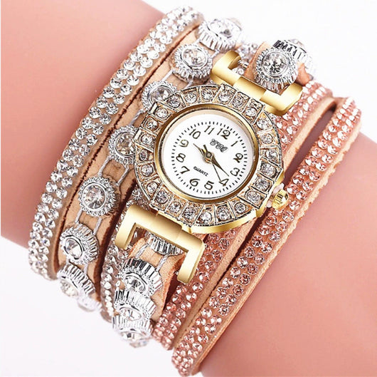 Reloj de Cuarzo para Mujer con Pulsera de Cuero y Diamantes de Imitación - Image 11