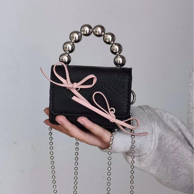 Bolso de Mano Mini con Cadena y Moño Texturizado - Image 2