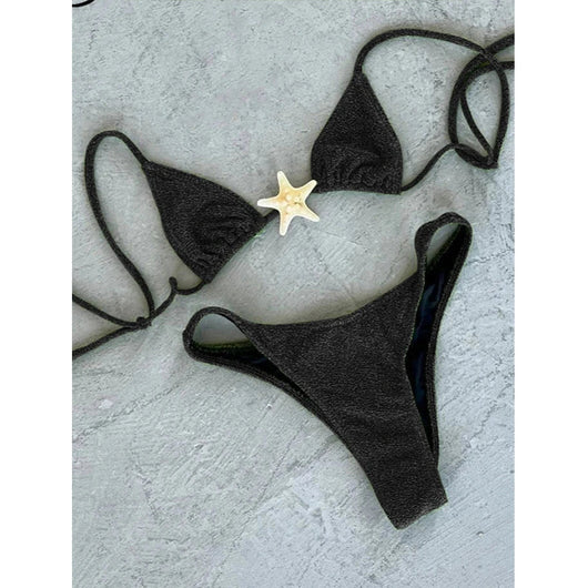 Bikini Estrellas de Mar Negro con Cordones Ajustables - Image 5