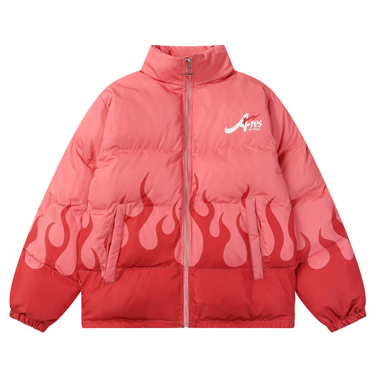 Abrigo de Pareja Retro Flame Grueso Acolchado para Invierno - Image 9