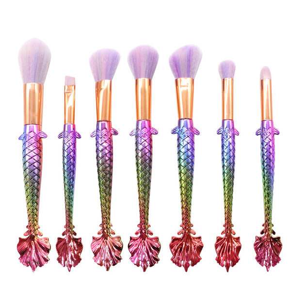 Brocha Abanico de Cerdas Coloridas para Maquillaje Profesional