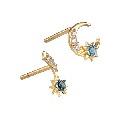 Aretes de Topacio Natural Plata 925 Baño Oro Estrella Luna - Image 7