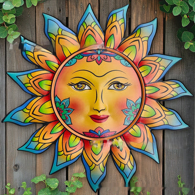 Decoración de Pared Sol de Hierro - Adorno Metálico para Jardín e Interiores