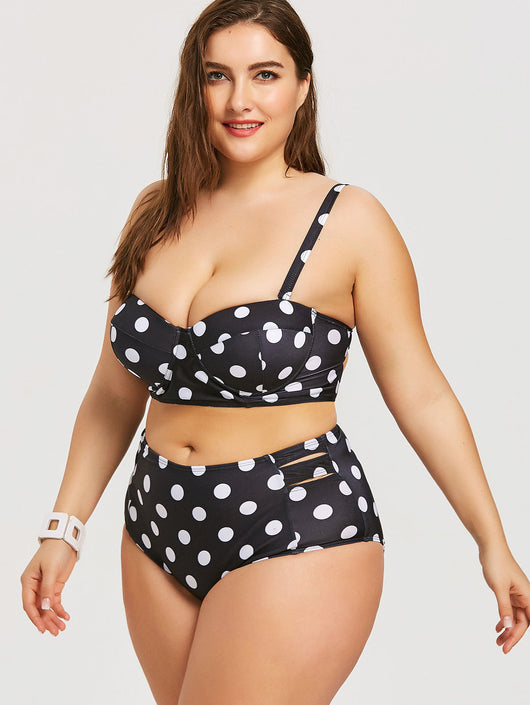 Bikini Retro de Lunares Talle Alto Acolchado para Tallas Grandes - Image 9