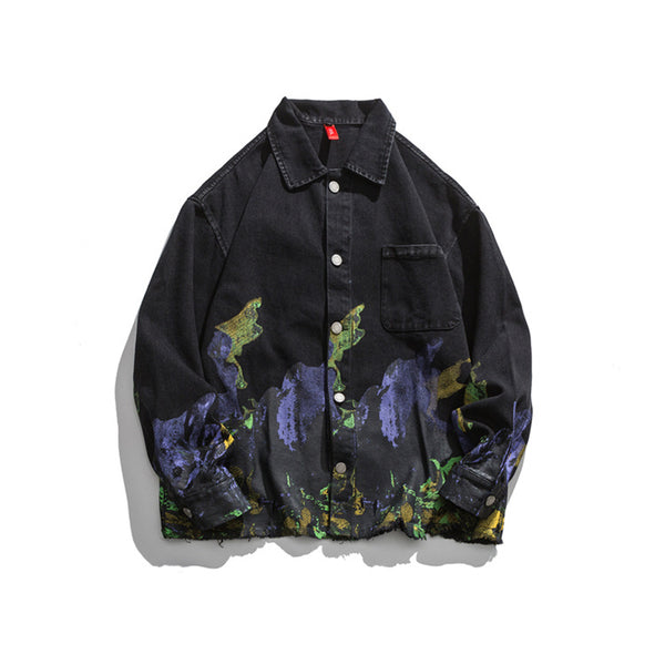 Chaqueta Suelta Estilo Retro con Estampado Artístico para Trabajo y Calle
