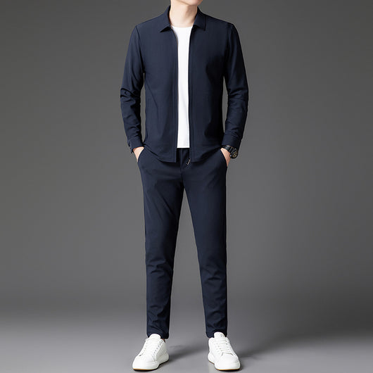 Conjunto de Dos Piezas para Hombre: Cardigan con Cierre y Pantalones Trendy Otoño - Image 6