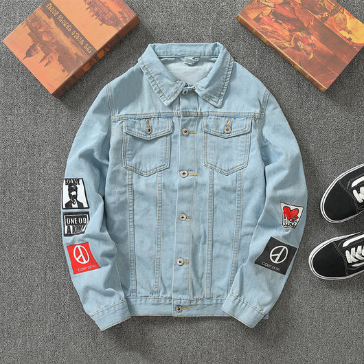 Chaqueta de Mezclilla Suelta con Estampado para Hombre - Image 8