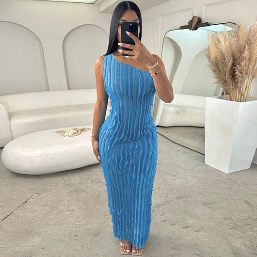 Vestido Ceñido de Cintura Alta sin Espalda