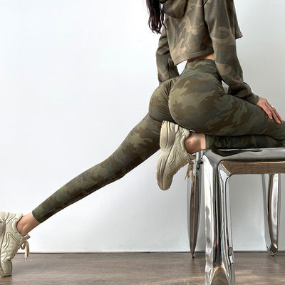 Pantalones Yoga Cintura Alta Efecto Melocotón con Red Deportivos Ajustados - Image 10
