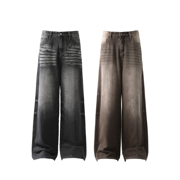 Pantalones Vaqueros Vintage Desteñido Corte Recto