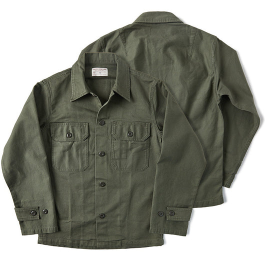 Camisa de Trabajo Algodón Satinado Verde Oliva para Hombre - Image 4