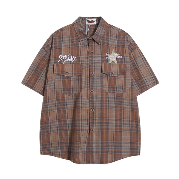 Camisa Casual de Cuadros Manga Corta para Hombre