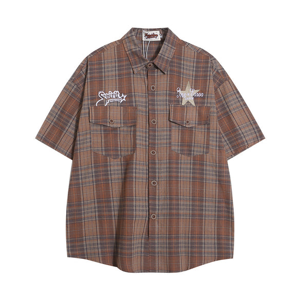 Camisa Casual de Cuadros Manga Corta para Hombre