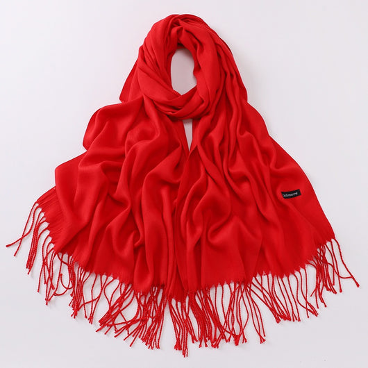 Bufanda Larga de Cashmira Suave - Color Liso para Otoño e Invierno - Image 57