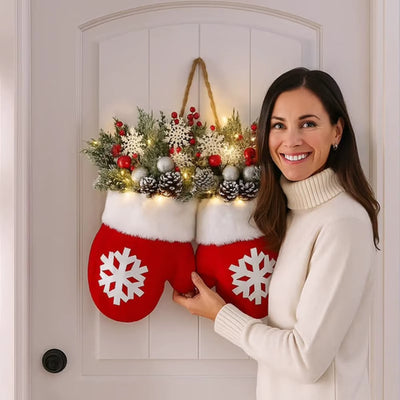 Guirnalda Navideña con Forma de Guante y Flores Simuladas para Puerta y Ventana - Image 12