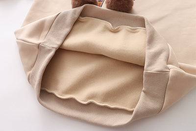 Suéter Suelto con Capucha y Bordado de Osito en Terciopelo para Mujer - Image 17