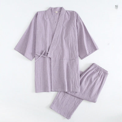 Pijama de Algodón Rayado para Pareja - Conjunto Kimono Japonés Cómodo - Image 16
