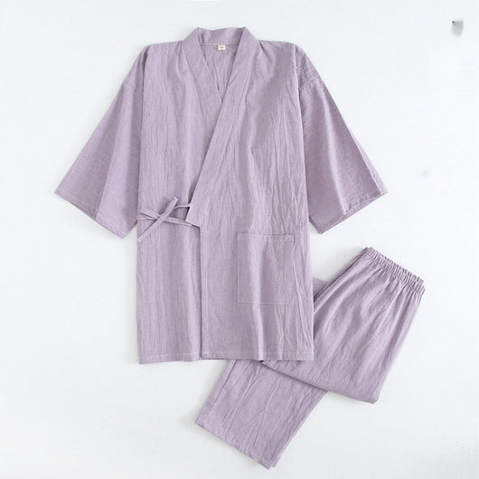 Pijama de Algodón Rayado para Pareja - Conjunto Kimono Japonés Cómodo - Image 16