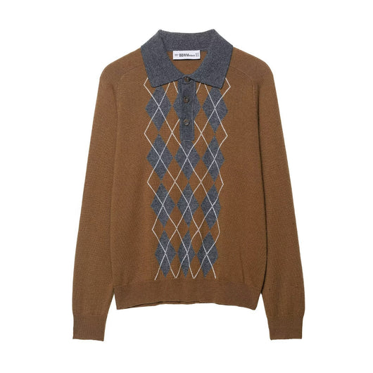 Polo Jacquard Diamante Otoño con Cuello Clásico