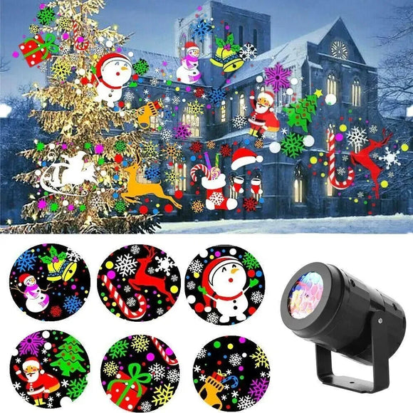 Proyector de Luces Navideñas LED con Copos de Nieve Rotatorios para Exteriores