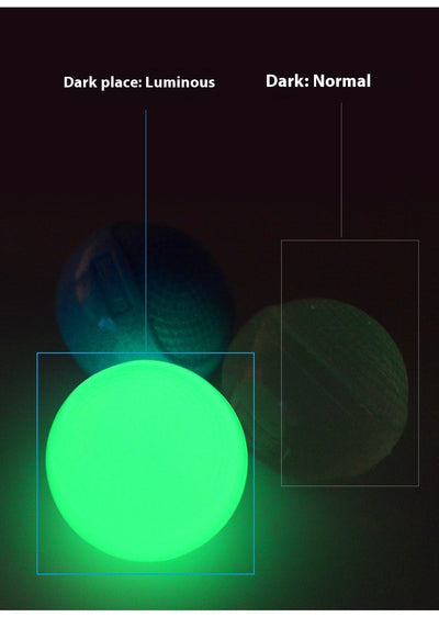 Three glowing green luminous rubber toy balls for dogs in small, medium, and large sizes, recommended for different dog breeds. - Image 12