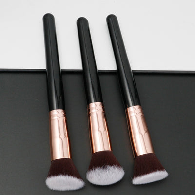Set de 3 Brochas de Maquillaje Portátiles con Cabezal Plano Biselado