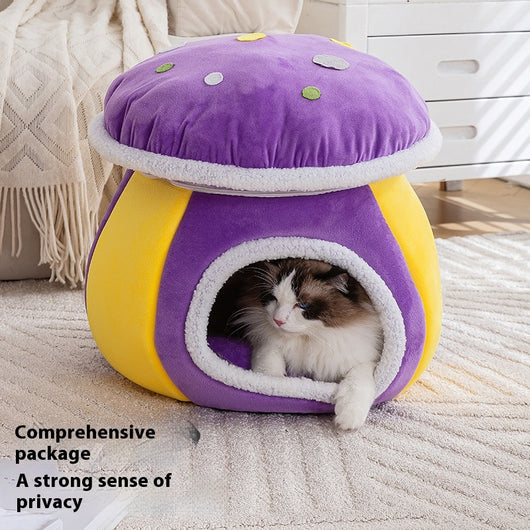 Nido Térmico Desmontable para Gatos y Conejos - Felpa Gruesa Invierno