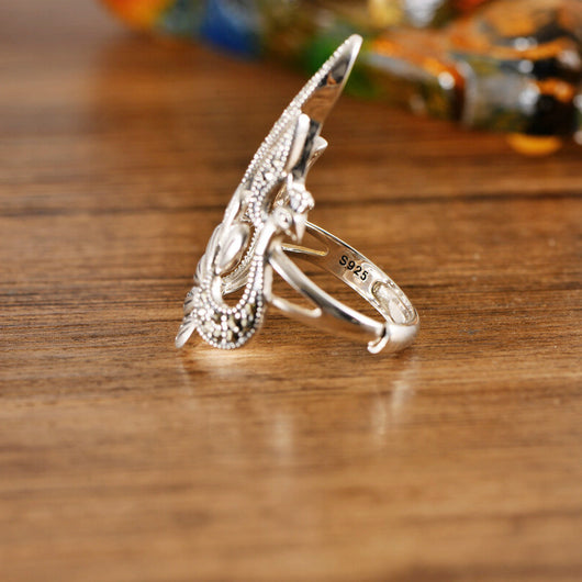 Anillo de Plata 925 Pavo Real Hueco Vintage para Mujer - Image 2