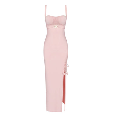 Vestido Slip Metalizado con Abertura Alta para Salir de Noche - Image 3