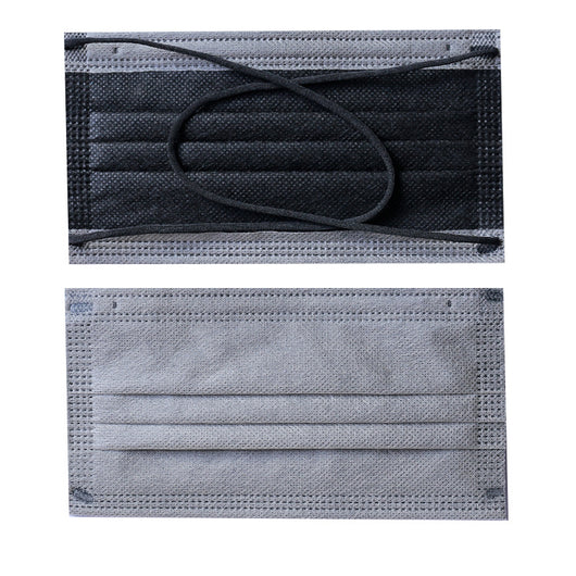 Black and sage green disposable protective mask with crossed ear straps, showing pleated design and non-woven fabric. - Image 8