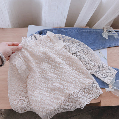 Blusa Infantil Estilo Vaquero con Encaje - Prendas Versátiles para Niña - Image 5