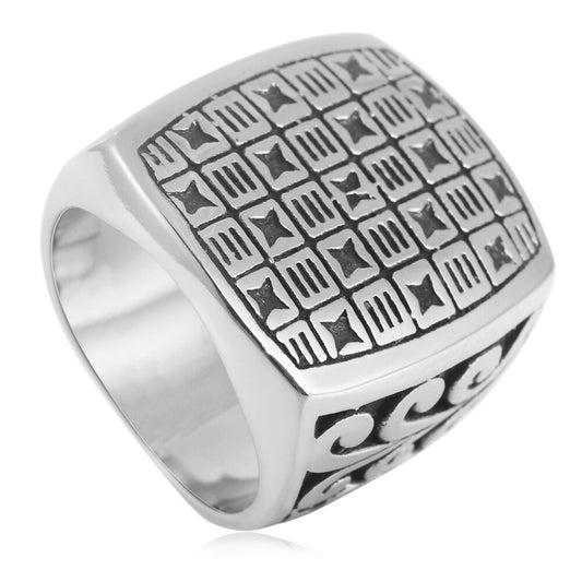 Anillo Cuadrado de Acero Titanio Estilo Retro - Image 2